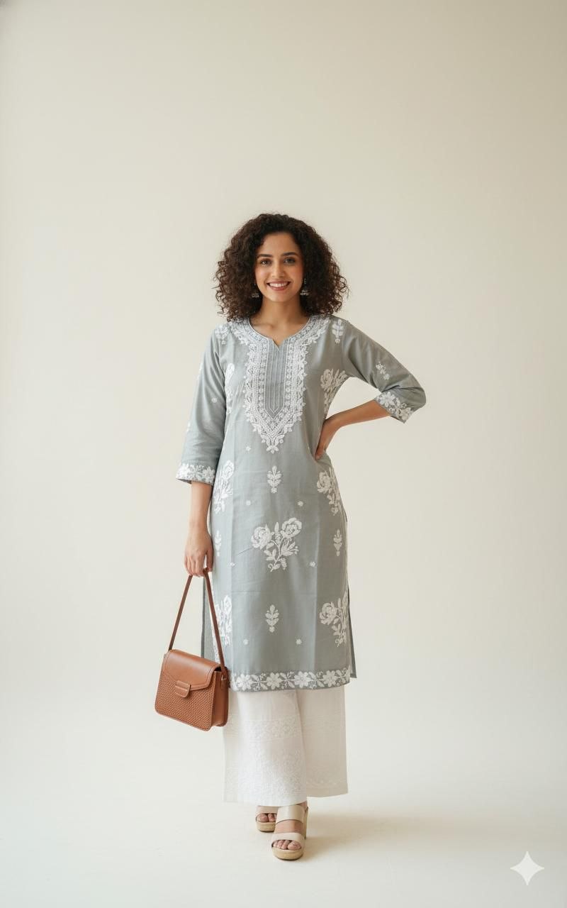 Pure Cotton Embroidered Kurta Set for Women