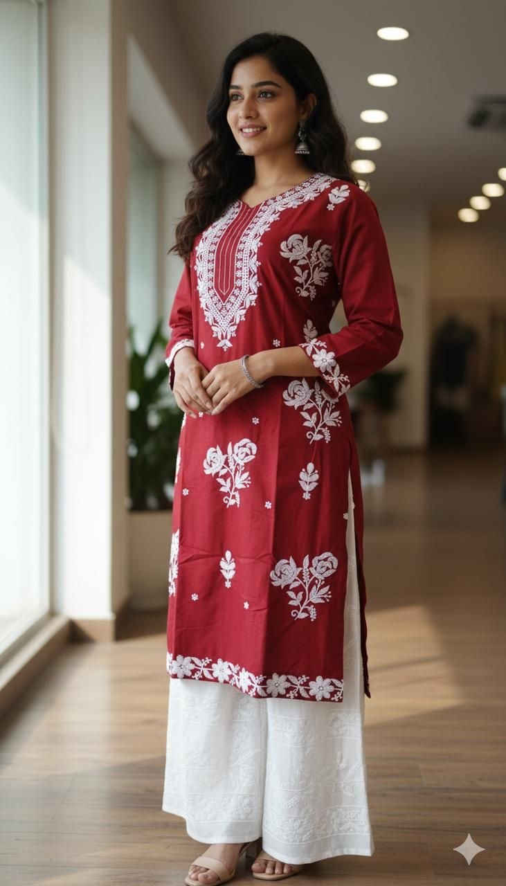 Pure Cotton Embroidered Kurta Set for Women