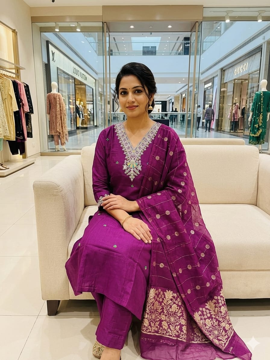 Roman Silk Kurta Set with Banarasi Dupatta