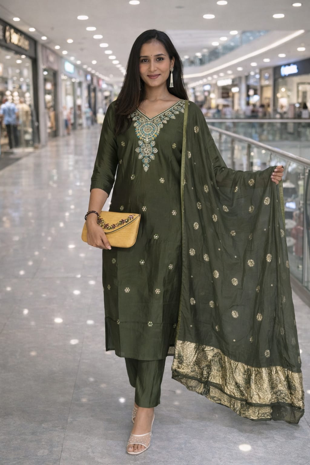 Roman Silk Kurta Set with Banarasi Dupatta