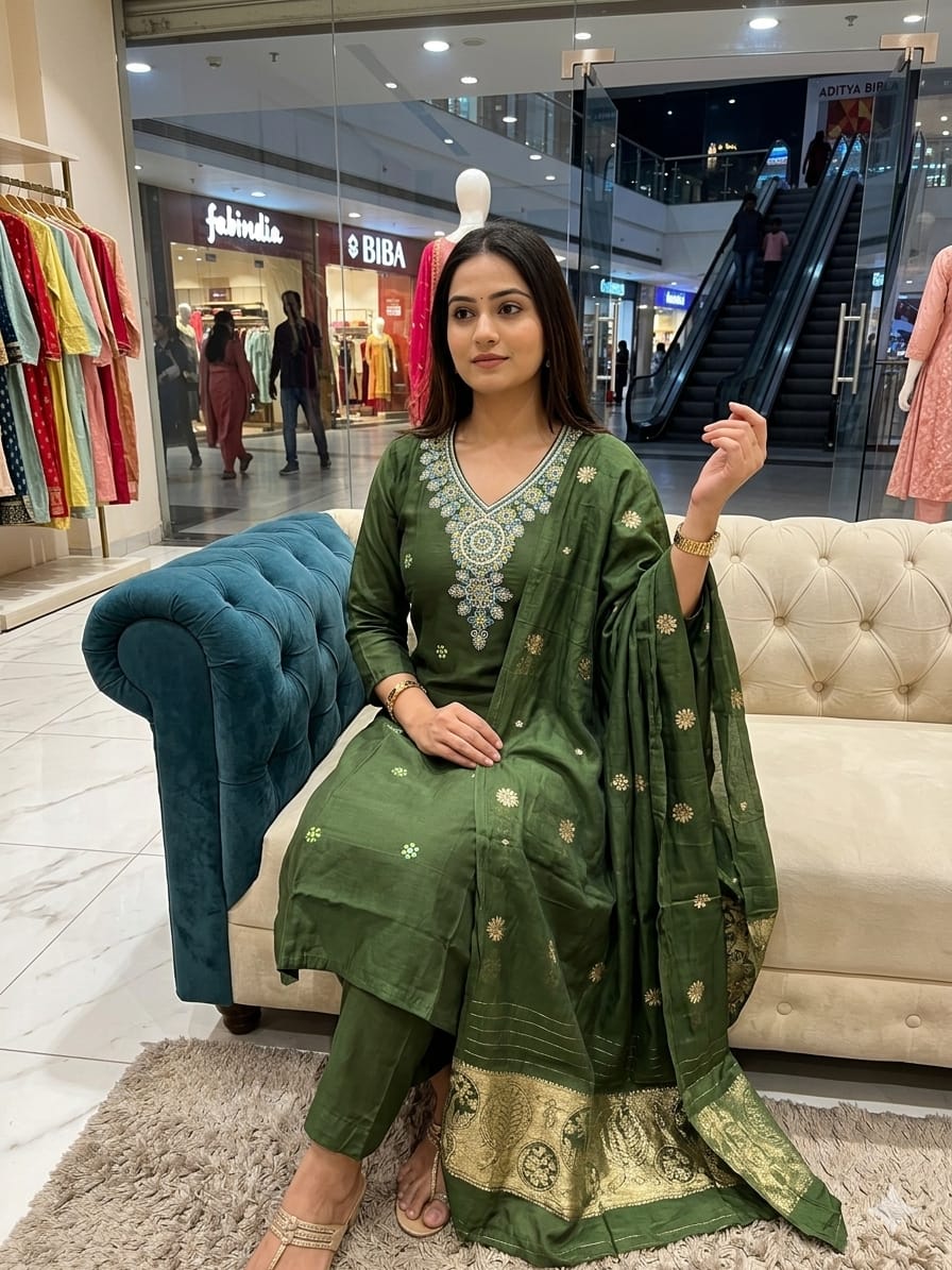 Roman Silk Kurta Set with Banarasi Dupatta