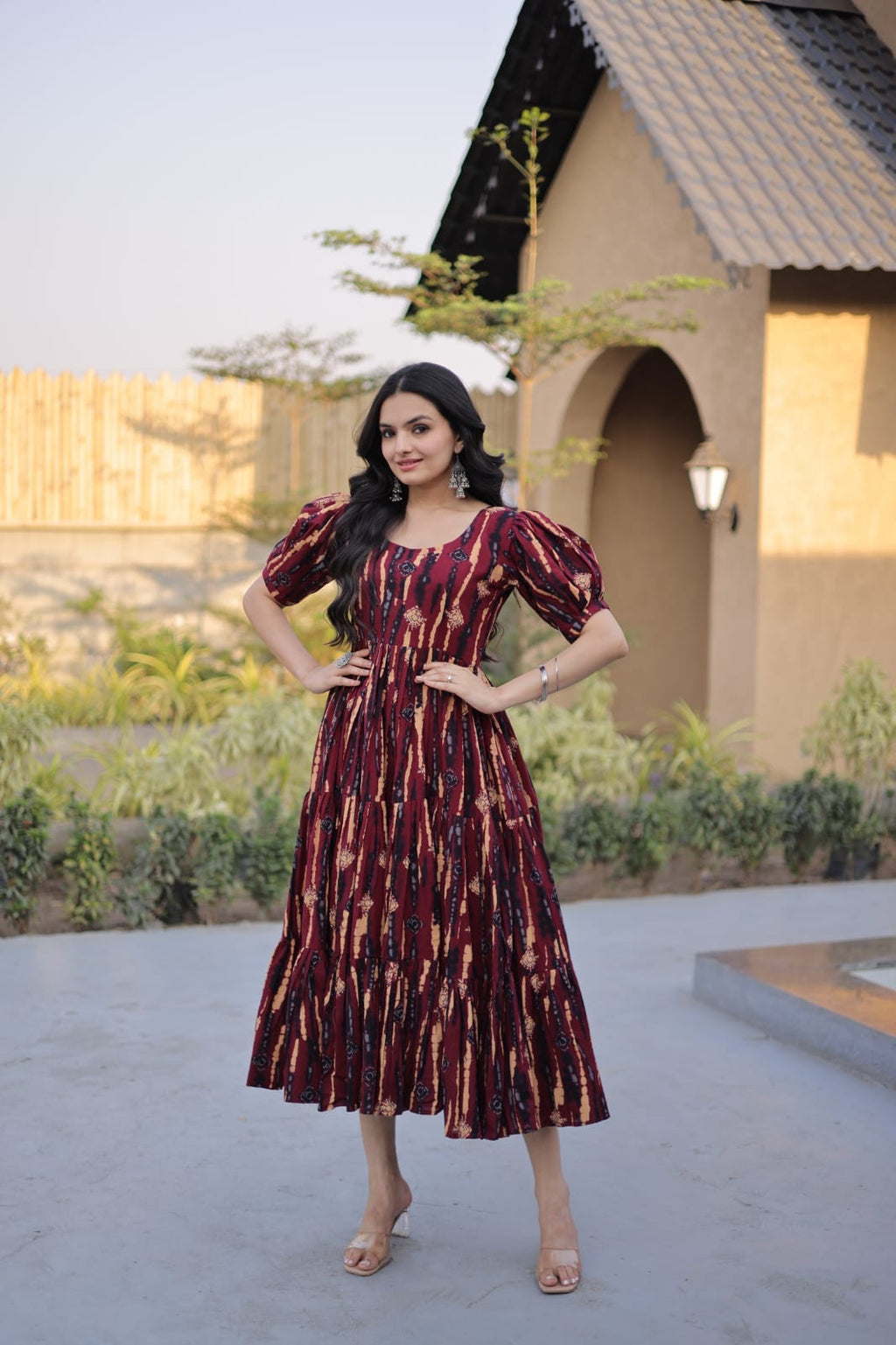 Printed Cotton Designer Kurti with Puff Sleeves