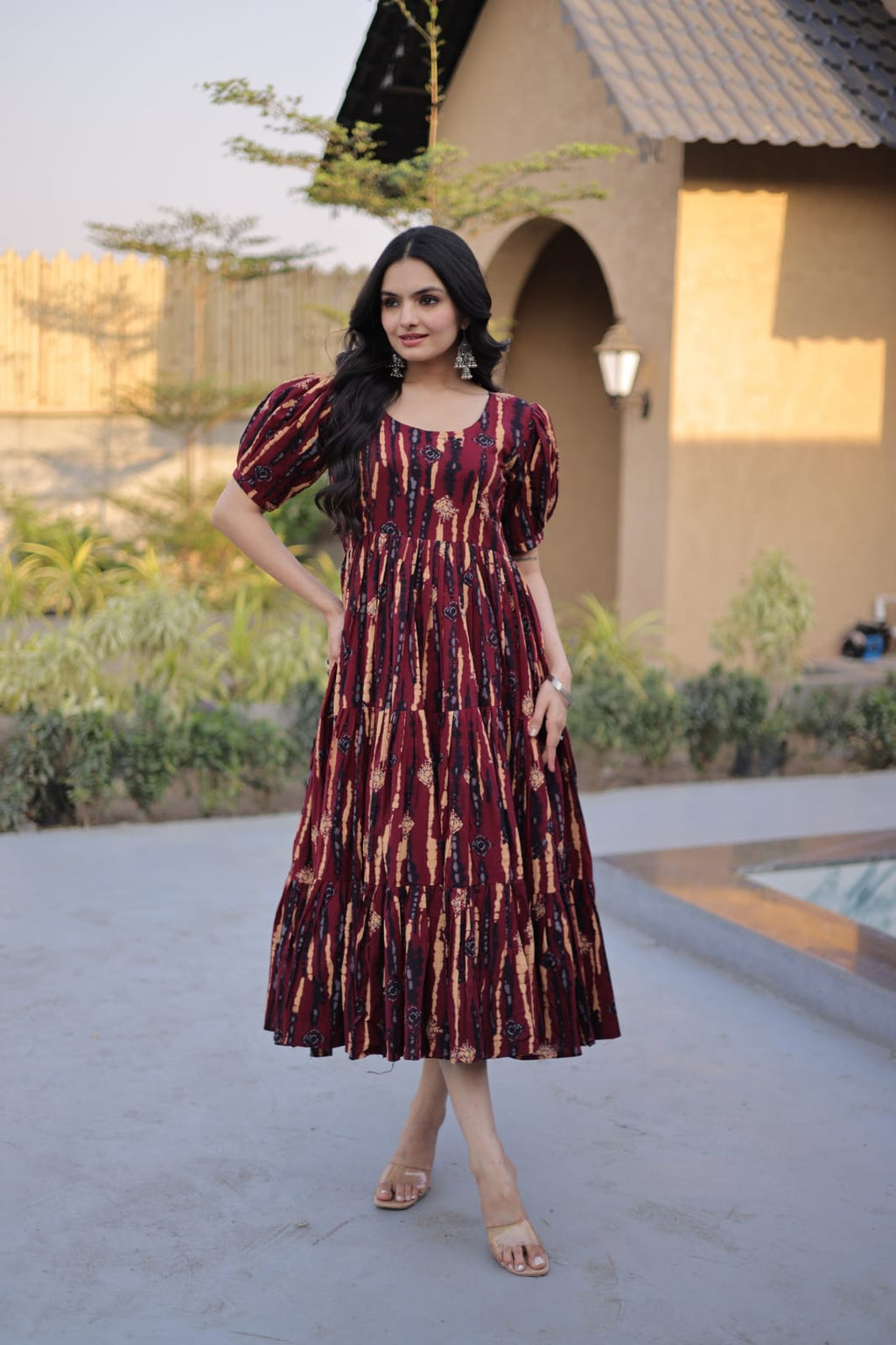 Printed Cotton Designer Kurti with Puff Sleeves