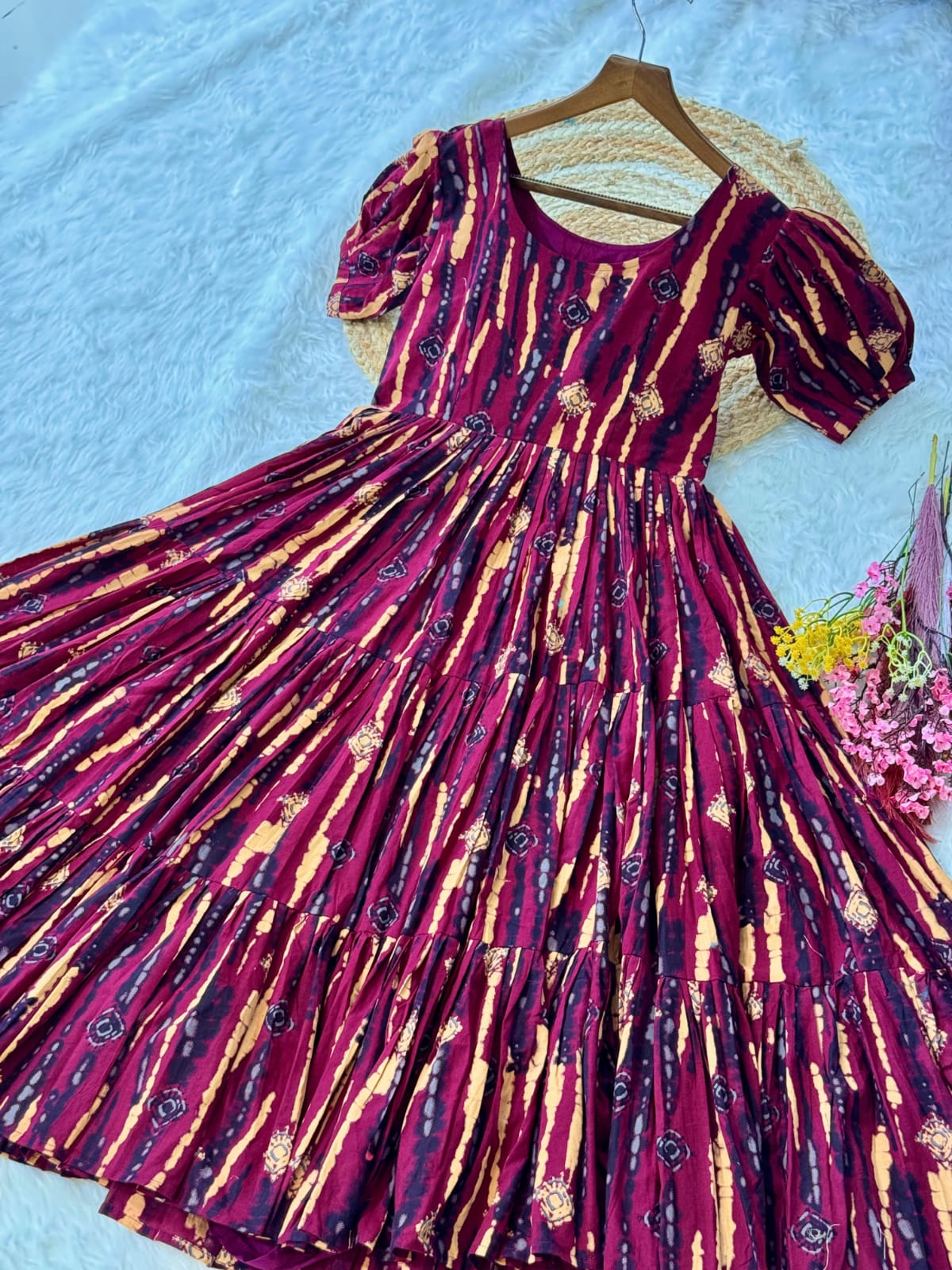 Printed Cotton Designer Kurti with Puff Sleeves