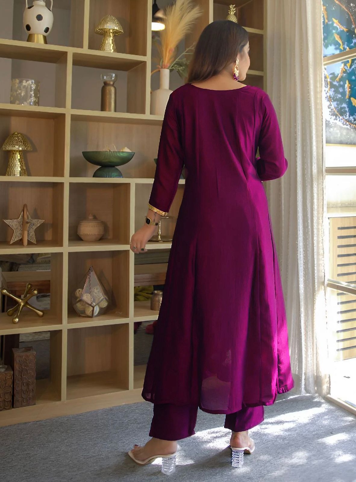 Anarkali Silk Kurta Set with Dupatta for Women