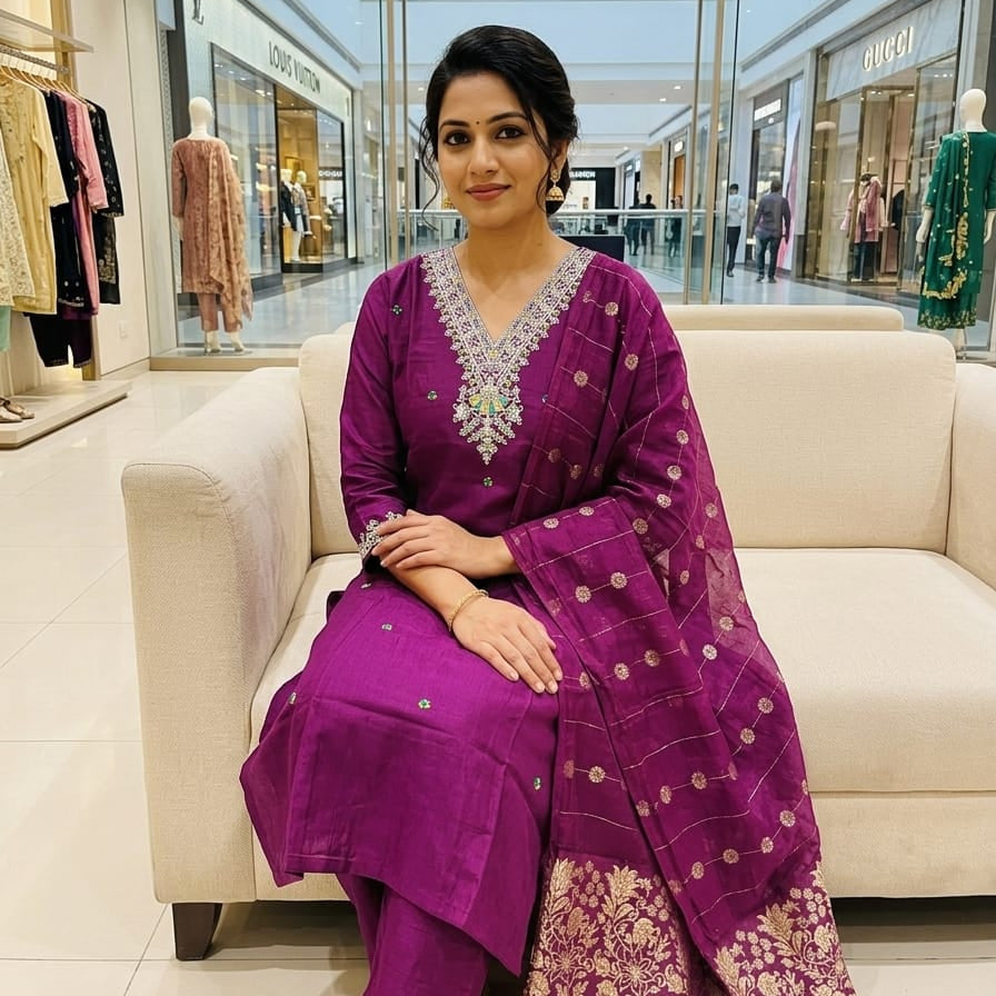 Roman Silk Kurta Set with Banarasi Dupatta